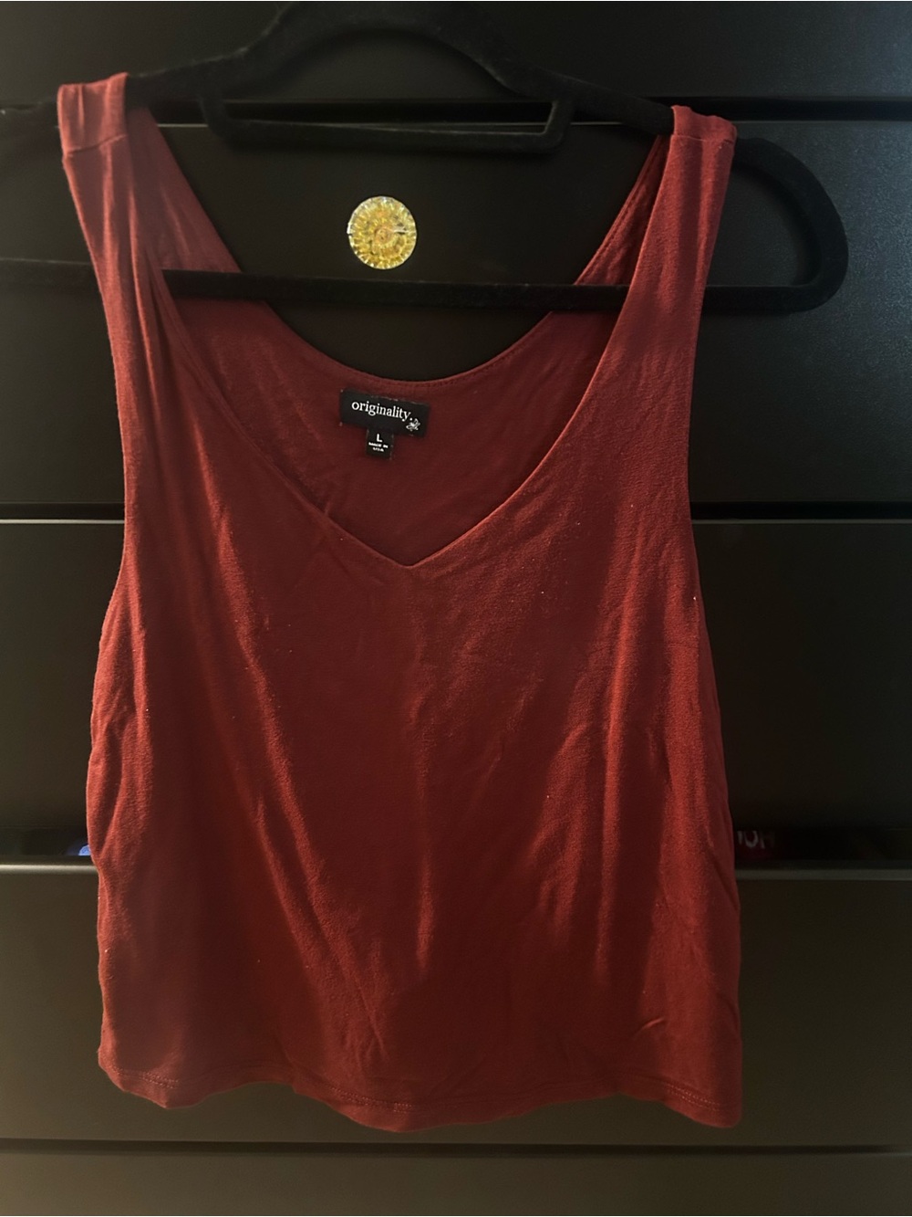 Originality Soft V-Neck Sleeveless Tank in Brick Red
